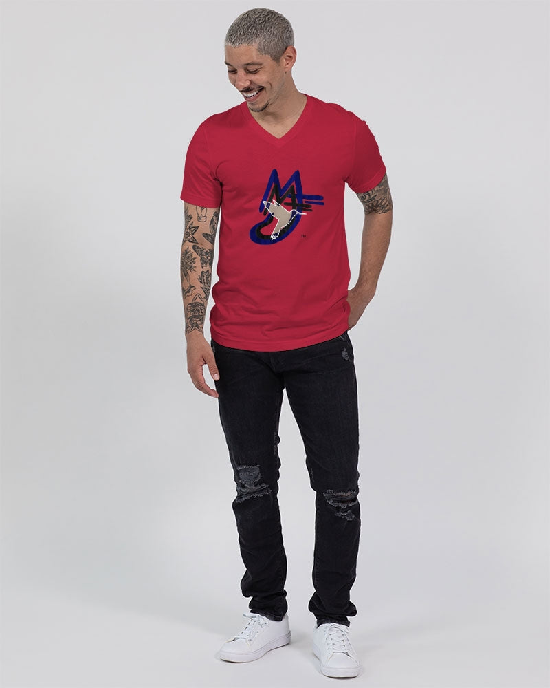 MJ logo by Marvin Jeans and Trinity D Marvin Unisex Jersey V-Neck Tee | Bella + Canvas