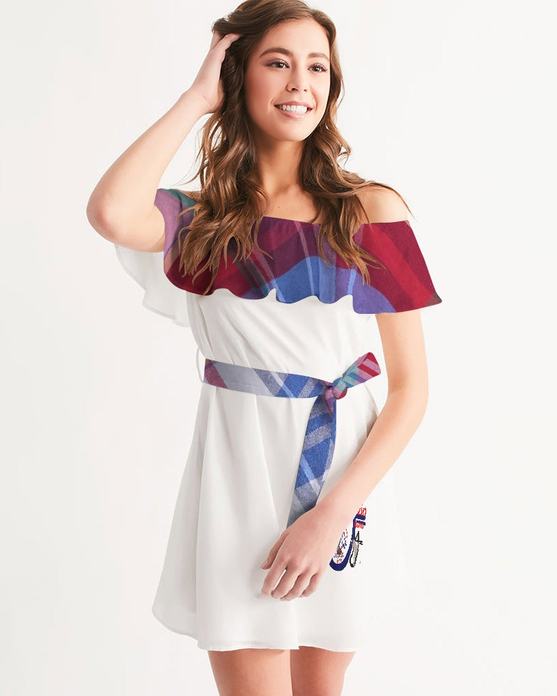 Plaids by Marvin Jeans and Trinity D Marvin Women's Off-Shoulder Dress