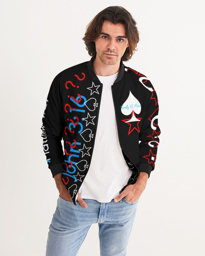 Gospel message on alcohol by Marvin Jeans and Trinity D. MARVIN Men's Bomber Jacket
