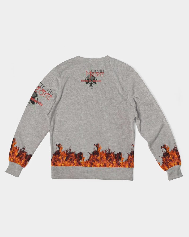 Cool grey fire by Marvin Jeans and Trinity D Marvin Men's Classic French Terry Crewneck Pullover