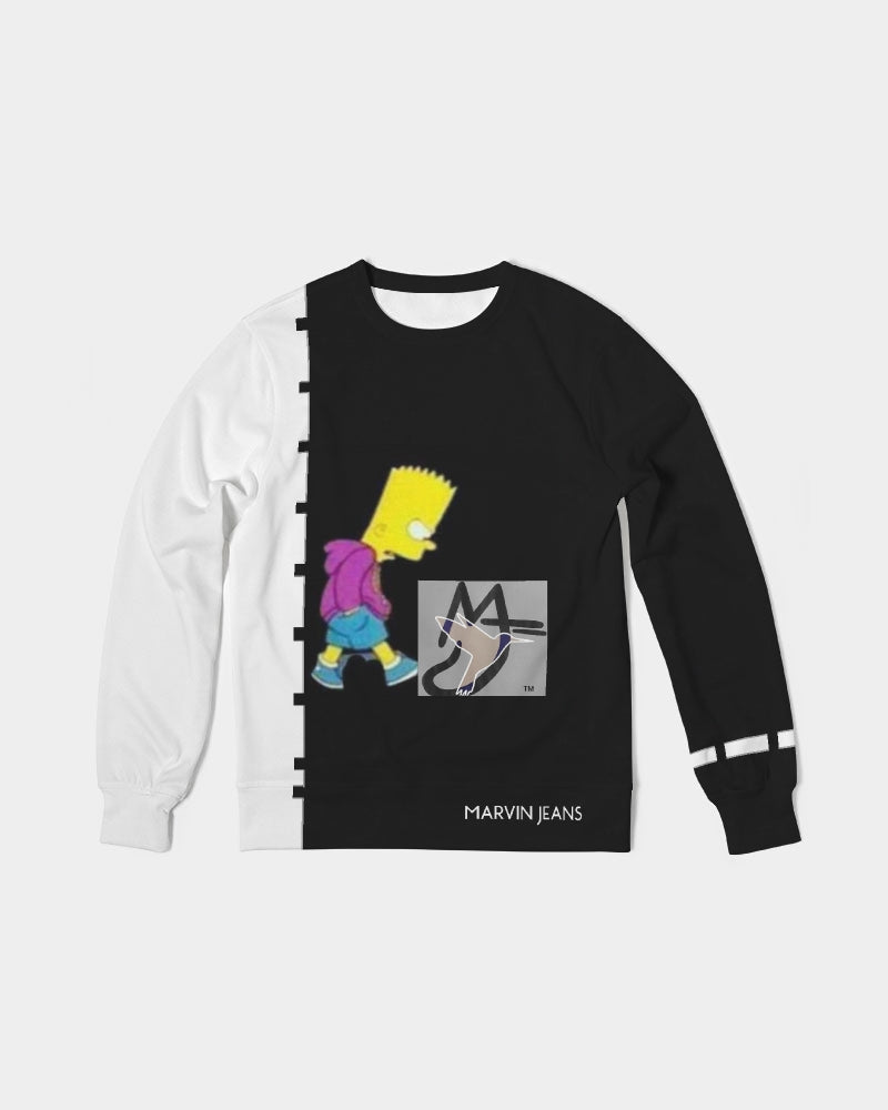 Black and white by Marvin Jeans Men's Classic French Terry Crewneck Pullover