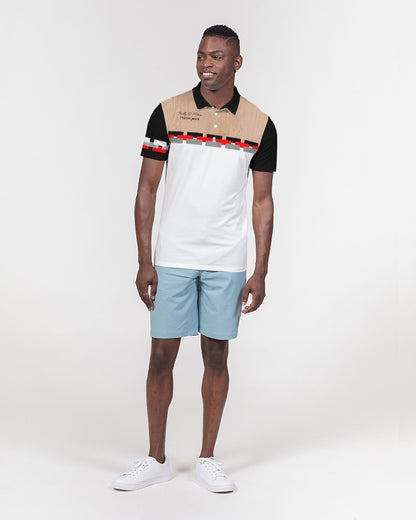 Woodgrain black Men's Slim Fit Short Sleeve Polo