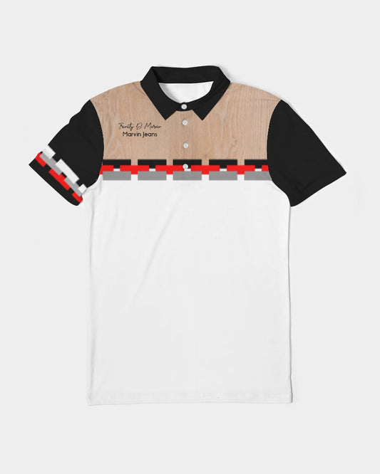 Woodgrain black Men's Slim Fit Short Sleeve Polo