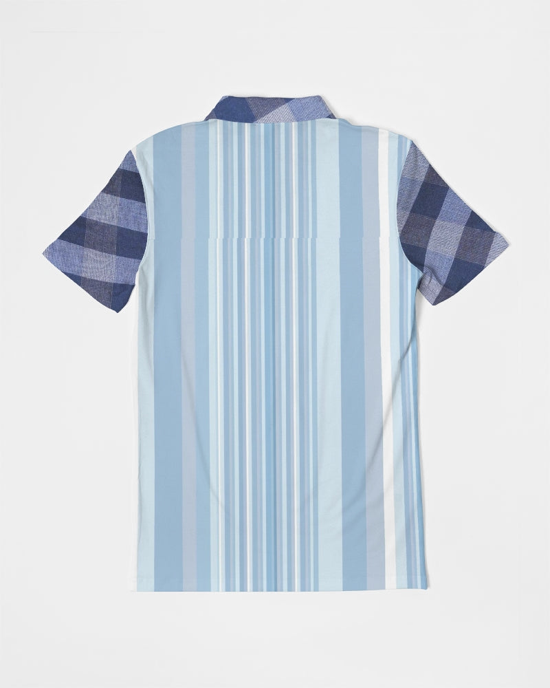 Blue stripes mix Men's Slim Fit Short Sleeve Polo