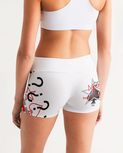 All white by Marvin Jeans and Trinity D.Marvin Women's Mid-Rise Yoga Shorts