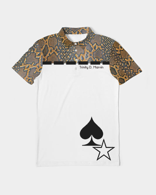 Calf print by Marvin JEANS Men's Slim Fit Short Sleeve Polo