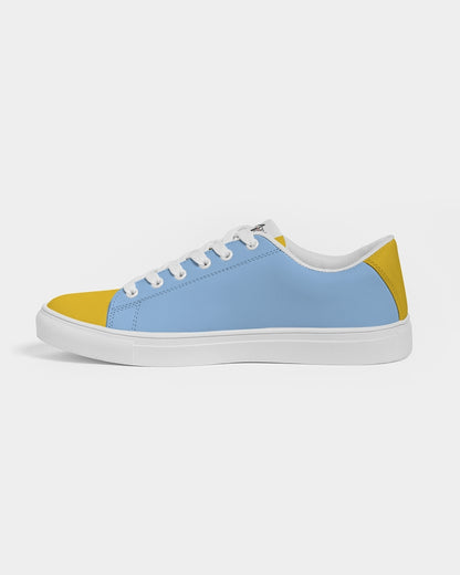 Yellow baby blue Men's Faux-Leather Sneaker
