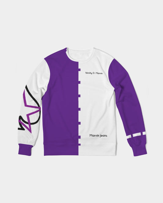 Purple half white Men's Classic French Terry Crewneck Pullover
