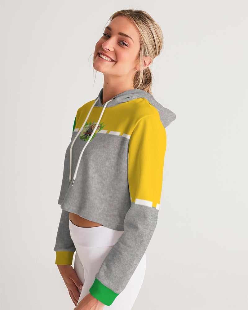 Lemon Lime Green Bay cool grey by Marvin Jeans and Trinity D Marvin Women's Cropped Hoodie