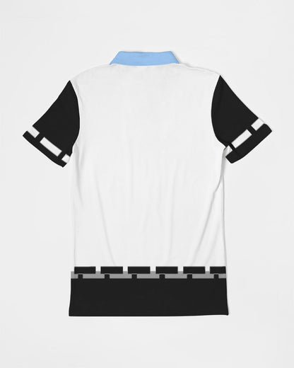 Black baby blue Men's Slim Fit Short Sleeve Polo