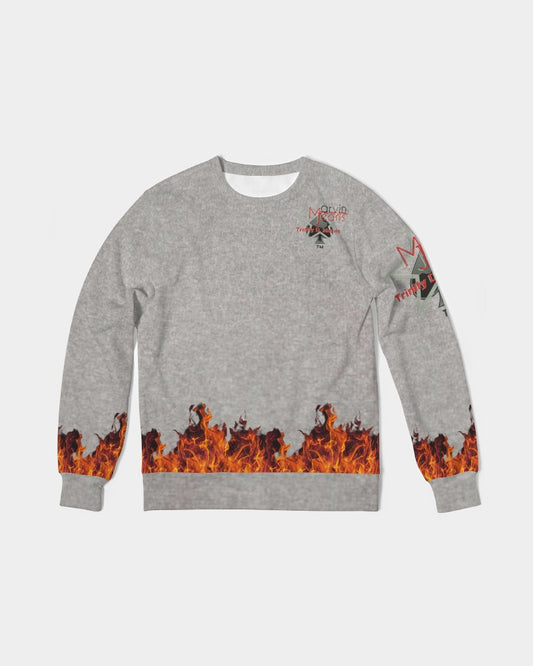 Cool grey fire by Marvin Jeans and Trinity D Marvin Men's Classic French Terry Crewneck Pullover