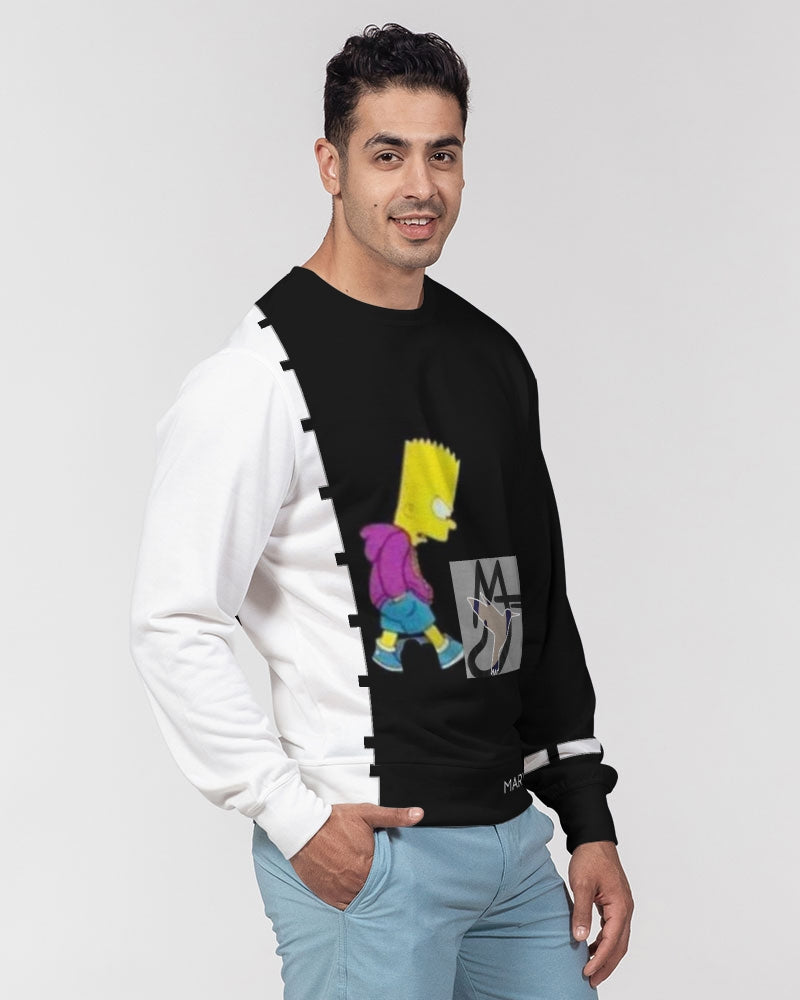 Black and white by Marvin Jeans Men's Classic French Terry Crewneck Pullover