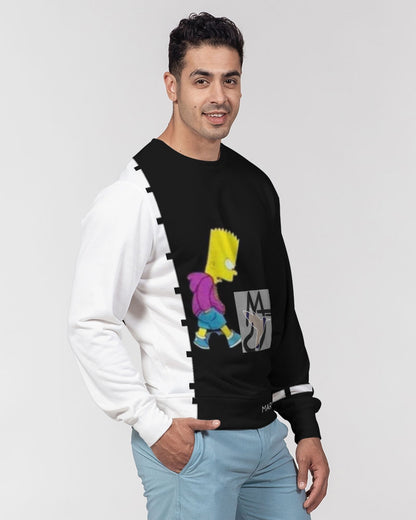 Black and white by Marvin Jeans Men's Classic French Terry Crewneck Pullover