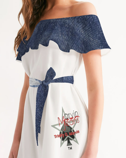 Blue jean by Marvin Jeans and Trinity D Marvin Women's Off-Shoulder Dress