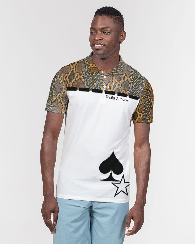 Calf print by Marvin JEANS Men's Slim Fit Short Sleeve Polo