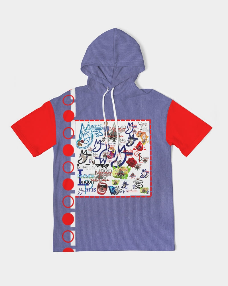Logo's mix red sleeve by Marvin Jeans and Trinity D Marvin Men's Premium Heavyweight Short Sleeve Hoodie