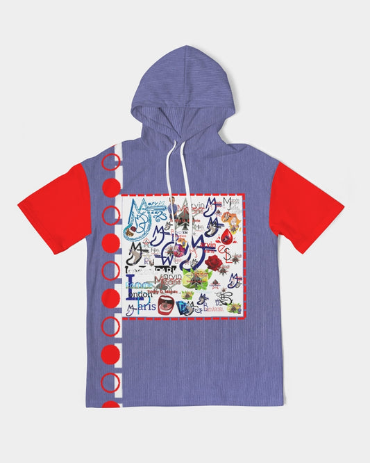 Logo's mix red sleeve by Marvin Jeans and Trinity D Marvin Men's Premium Heavyweight Short Sleeve Hoodie