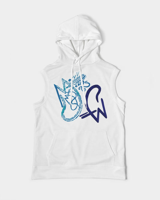 Two logo's all white by Marvin Jeans and Trinity D Marvin Men's Premium Heavyweight Sleeveless Hoodie