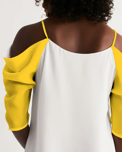 Yellow BY MARVIN JEANS Women's Open Shoulder A-Line Dress