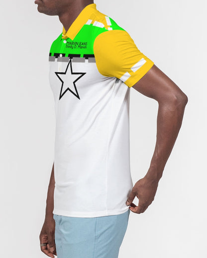 Lemon Lime Green Bay Men's Slim Fit Short Sleeve Polo