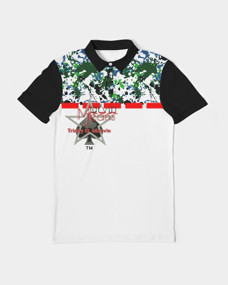 Wild splash by Marvin Jeans and Trinity D Marvin Men's Slim Fit Short Sleeve Polo