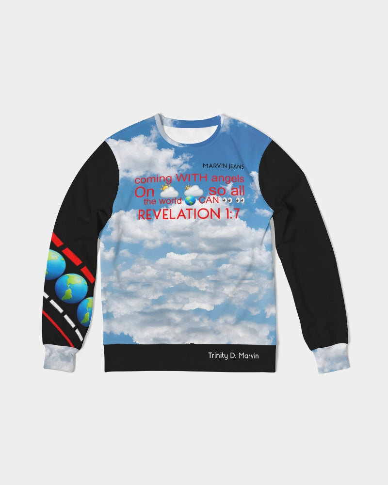 Gospel message (skydive) BY MARVIN JEANS Men's Classic French Terry Crewneck Pullover