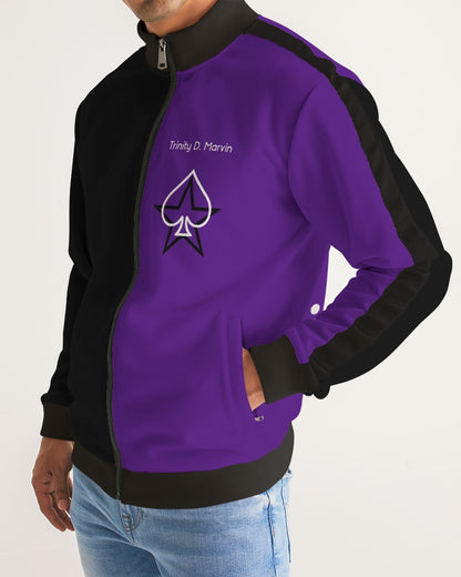 Purple half black BY MARVIN JEANS Men's Stripe-Sleeve Track Jacket