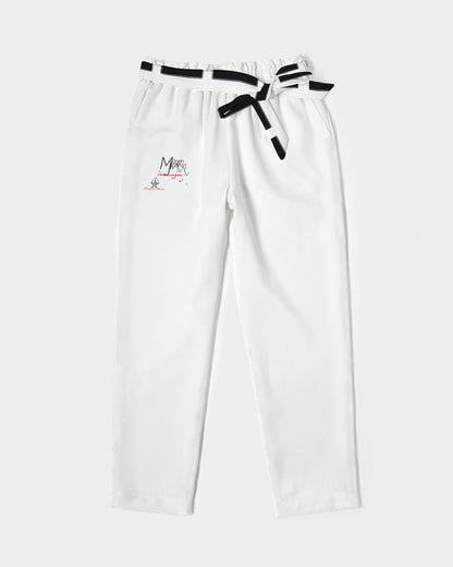 All white Marvin Jeans Women's Belted Tapered Pants