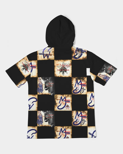 Bold gold logo's by Marvin Jeans and Trinity D Marvin Men's Premium Heavyweight Short Sleeve Hoodie