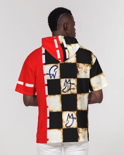 Bold gold red logo's by Marvin Jeans and Trinity D Marvin Men's Premium Heavyweight Short Sleeve Hoodie
