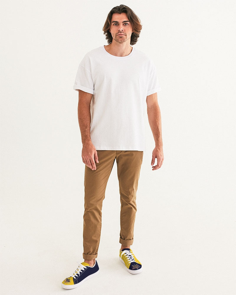 Yellow blue  Men's Faux-Leather Sneaker