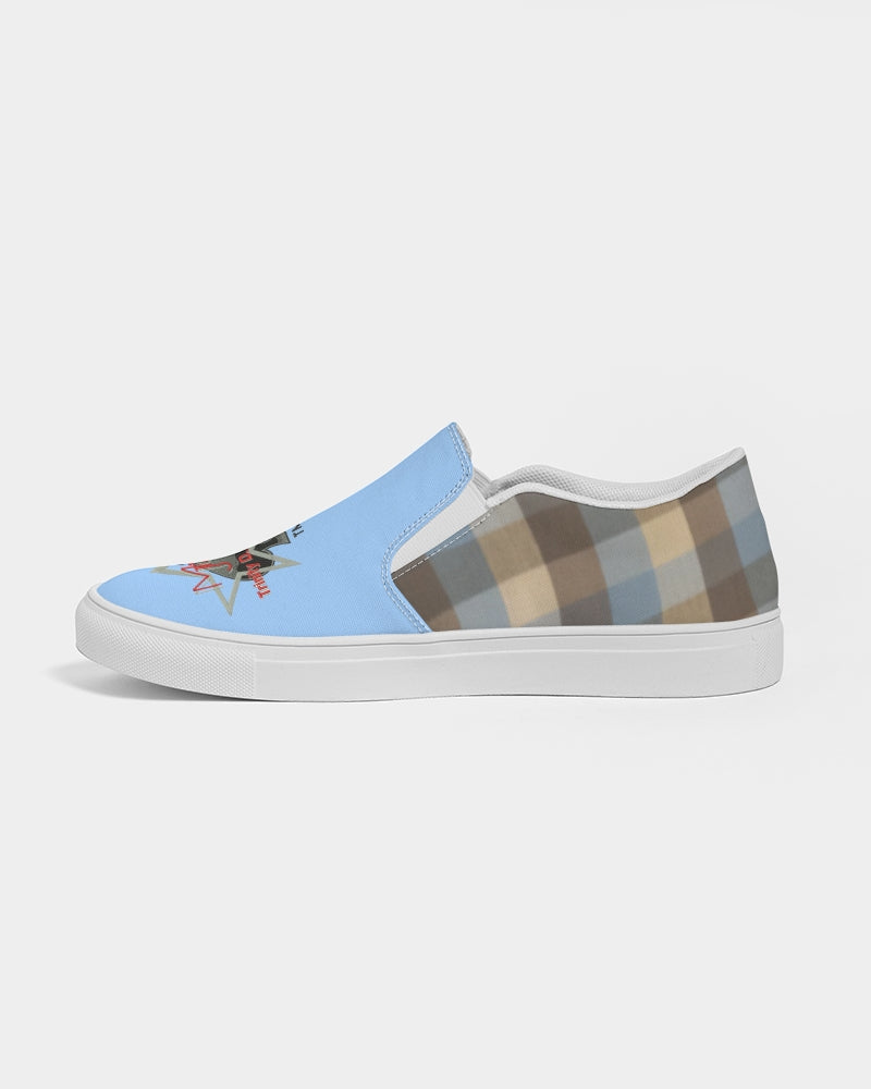 @plaids baby blue Men's Slip-On Canvas Shoe