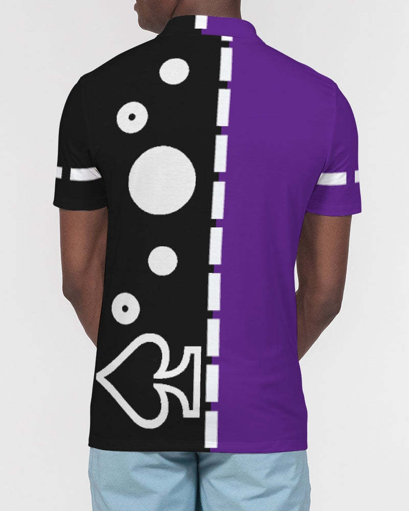 Purple Half black BY MARVIN JEANS Men's Slim Fit Short Sleeve Polo