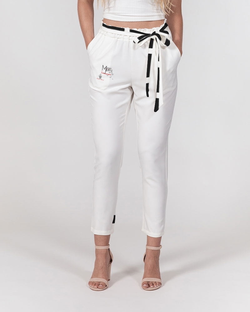 All white Marvin Jeans Women's Belted Tapered Pants