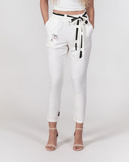 All white Marvin Jeans Women's Belted Tapered Pants