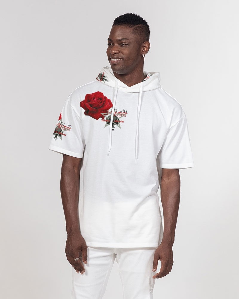 Red rose by Marvin Jeans and Trinity D Marvin Men's Premium Heavyweight Short Sleeve Hoodie