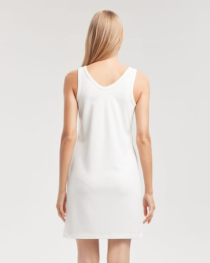 All White Women's Rib Knit V Neck Mini Dress