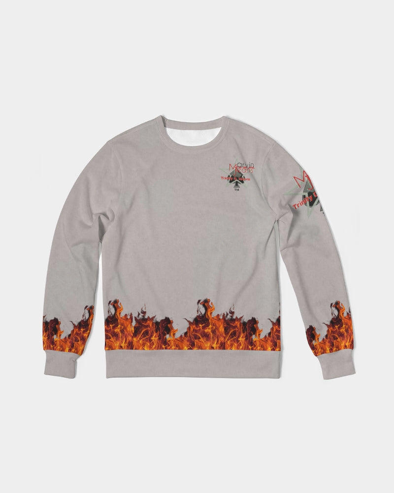 Light grey fire by Marvin Jeans and Trinity D Marvin Men's Classic French Terry Crewneck Pullover