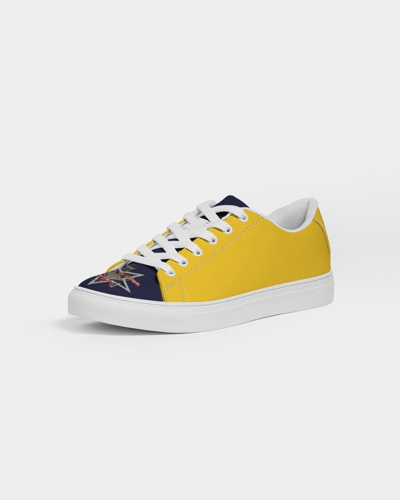 Yellow blue  Men's Faux-Leather Sneaker