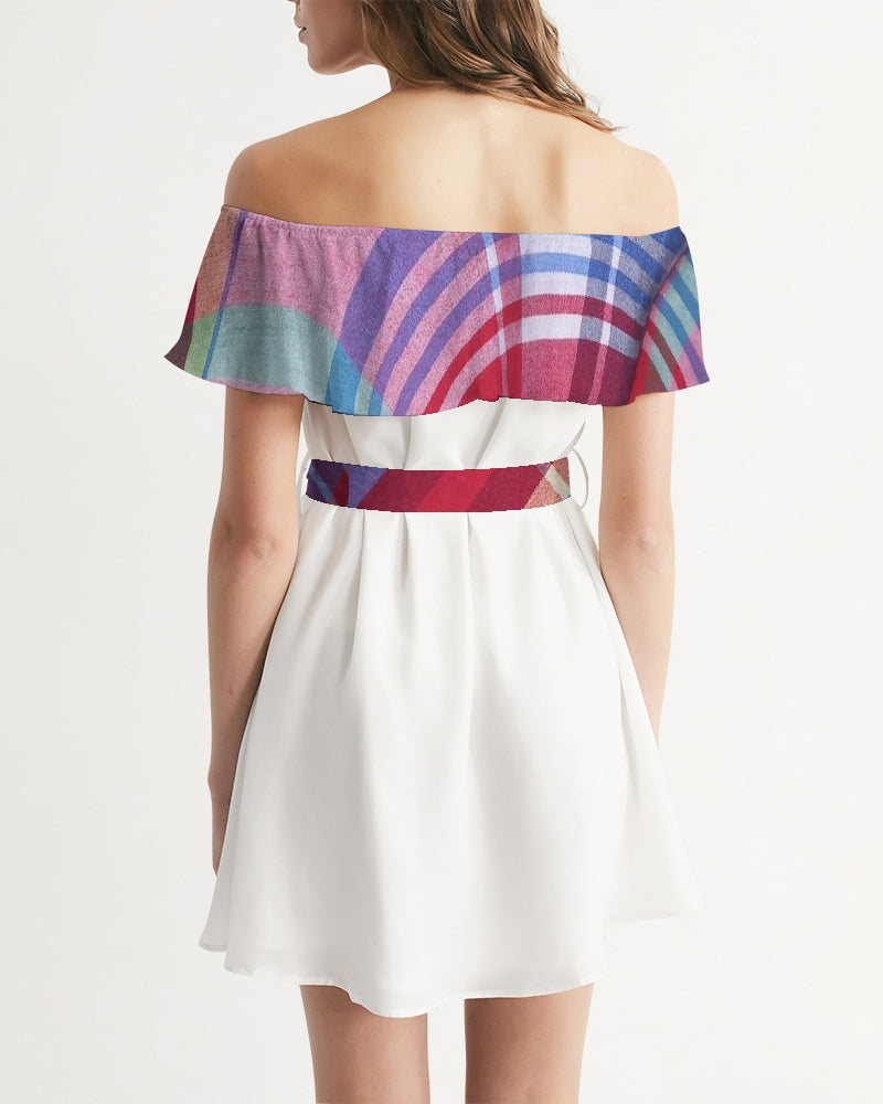 Plaids by Marvin Jeans and Trinity D Marvin Women's Off-Shoulder Dress