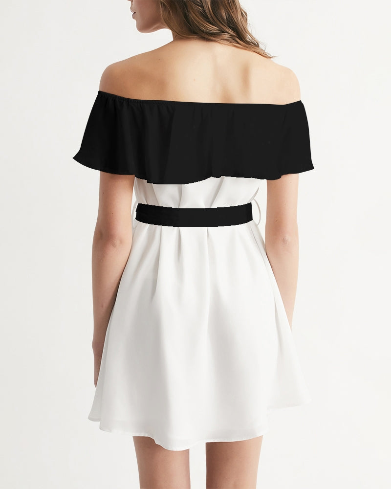 Black and white Women's Off-Shoulder Dress