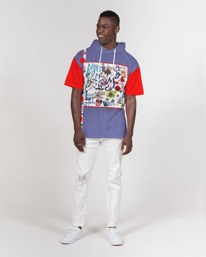 Logo's mix red sleeve by Marvin Jeans and Trinity D Marvin Men's Premium Heavyweight Short Sleeve Hoodie