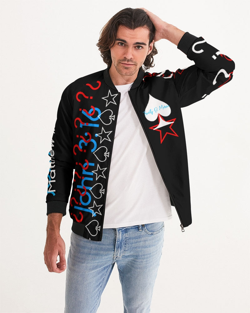 Gospel message on alcohol by Marvin Jeans and Trinity D. MARVIN Men's Bomber Jacket