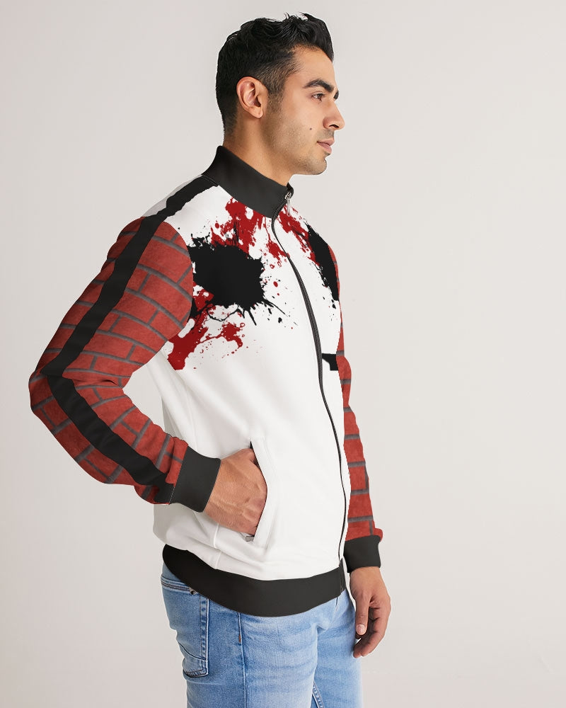 Brick city red awesome print by Marvin Jeans and Trinity D Marvin Men's Stripe-Sleeve Track Jacket