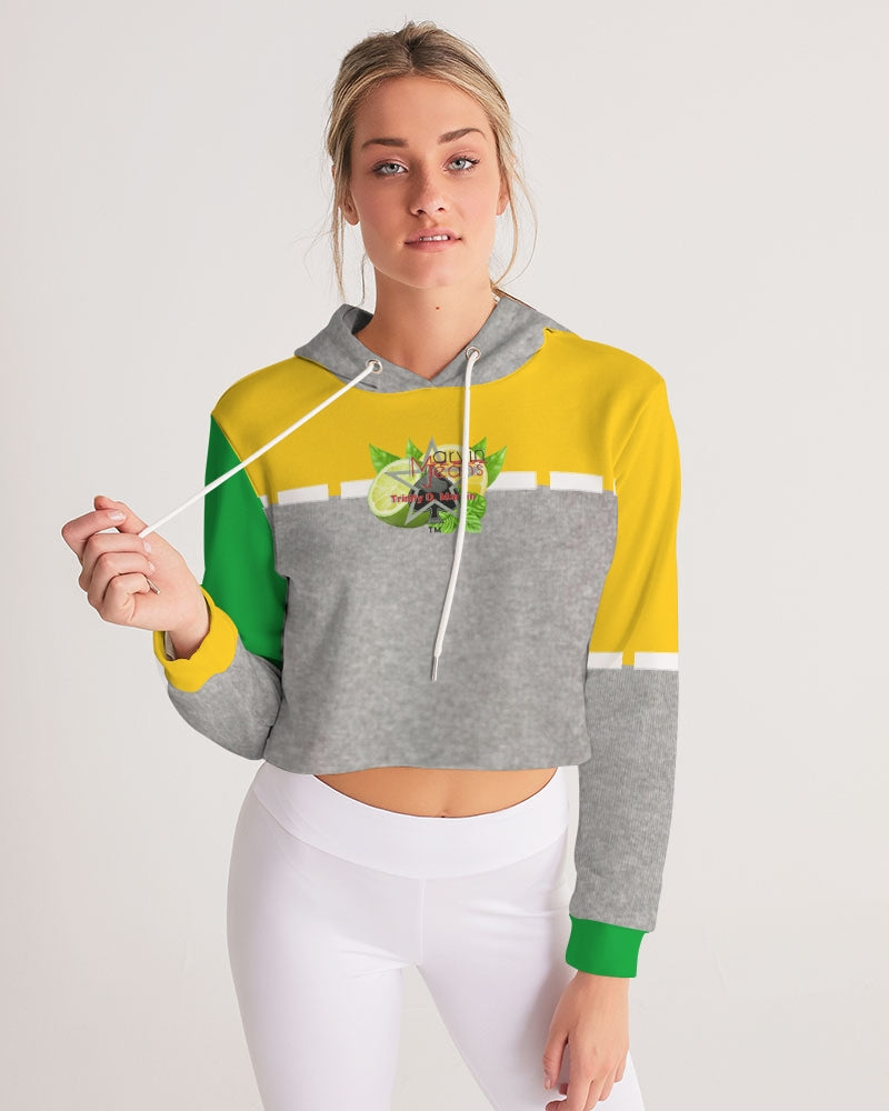 Lemon Lime Green Bay cool grey by Marvin Jeans and Trinity D Marvin Women's Cropped Hoodie