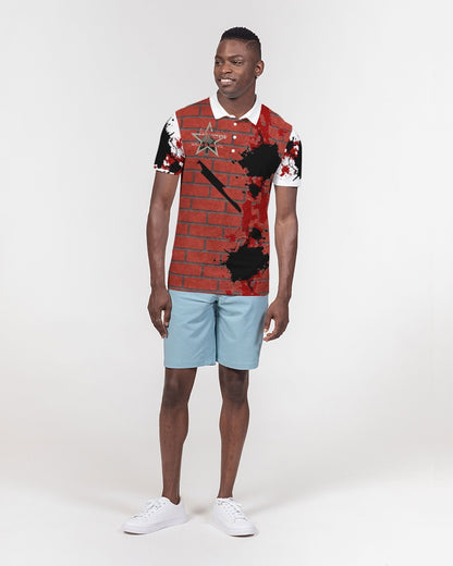 Brick city red awesome print Men's Slim Fit Short Sleeve Polo