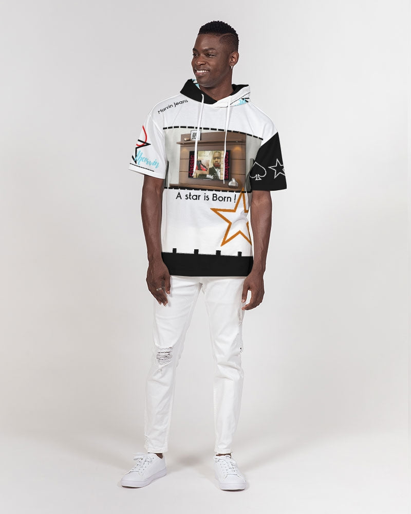 Black and white by Trinity D. Marvin and Marvin Jeans Men's Premium Heavyweight Short Sleeve Hoodie