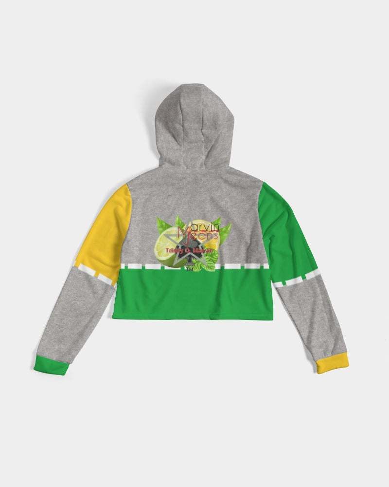 Lemon Lime Green Bay cool grey by Marvin Jeans and Trinity D Marvin Women's Cropped Hoodie