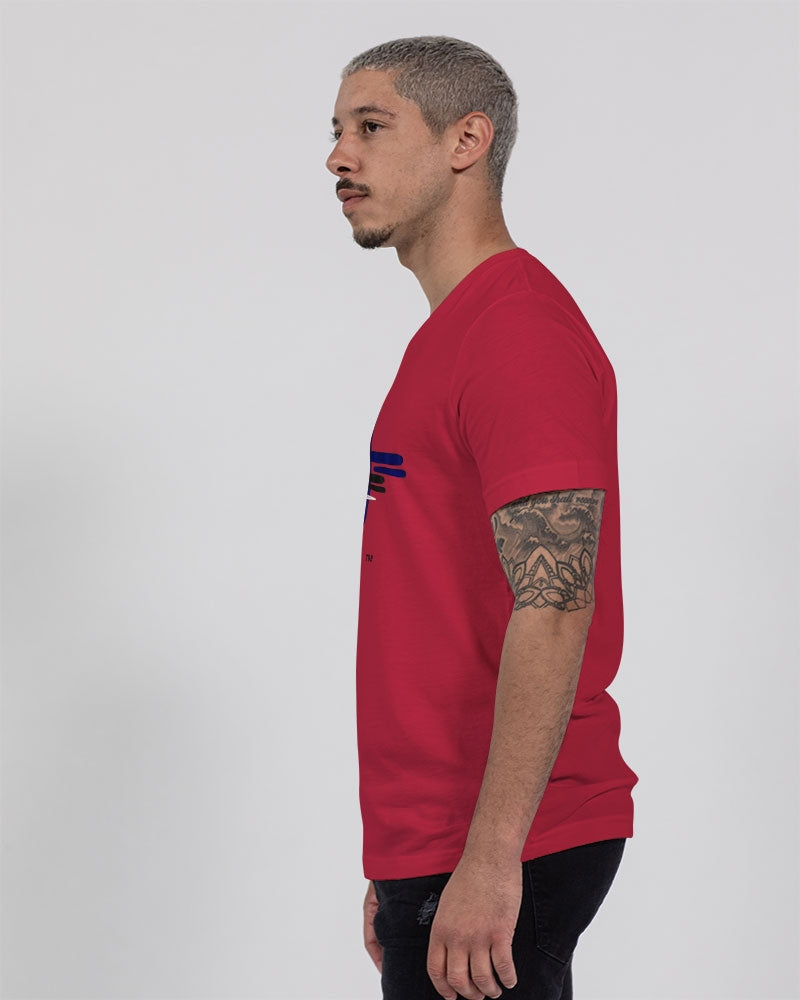 MJ logo by Marvin Jeans and Trinity D Marvin Unisex Jersey V-Neck Tee | Bella + Canvas