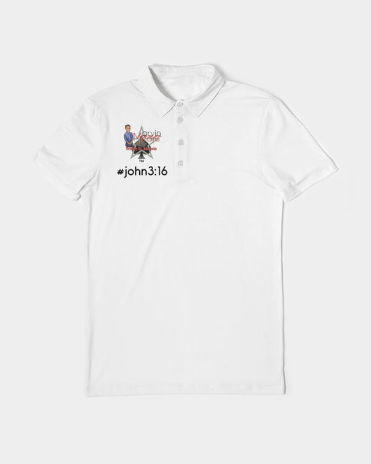 #John 3:16 by Marvin Jeans and Trinity D Marvin Men's Slim Fit Short Sleeve Polo